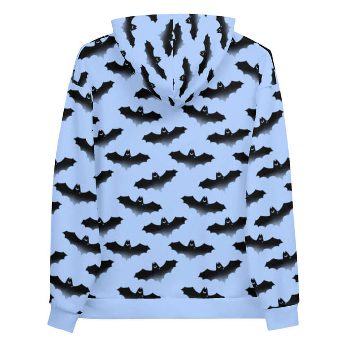 Lilith alternative hoodie in blue with bats and crescent moons