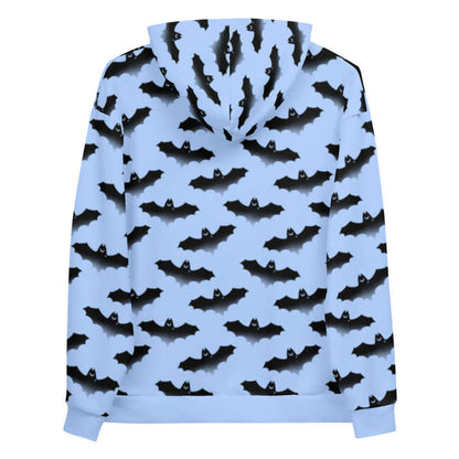 Lilith alternative hoodie in blue with bats and crescent moons
