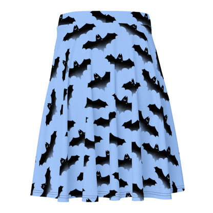 Lilith alternative skater skirt in blue with bats and crescent moons