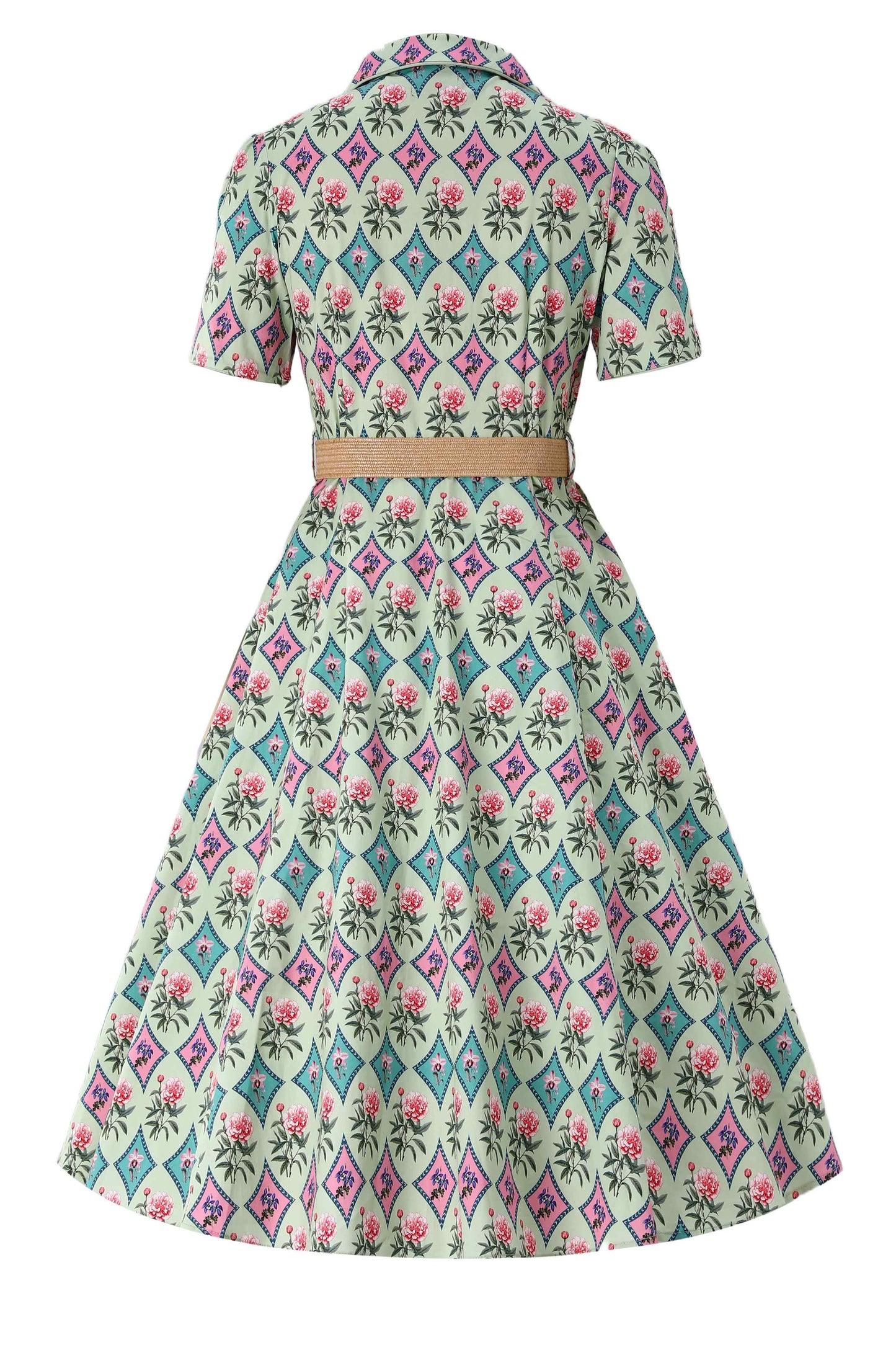 Mabel Quatrefoil Floral Midi Shirt Dress
