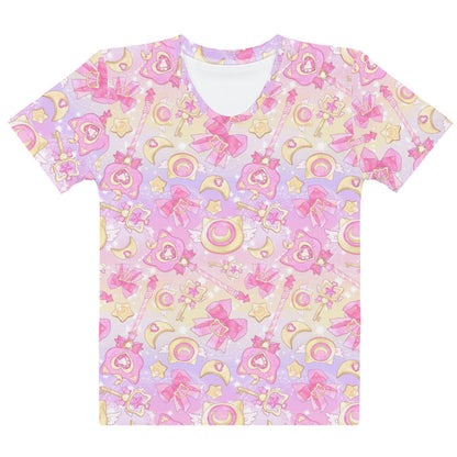 Magical Girl kawaii tee in pink with gem hearts and star wands