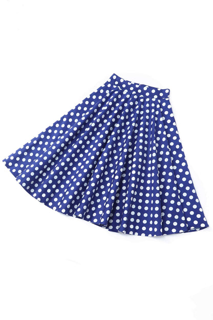 Maisie Navy Polka Dot Full Circle Midi Skirt