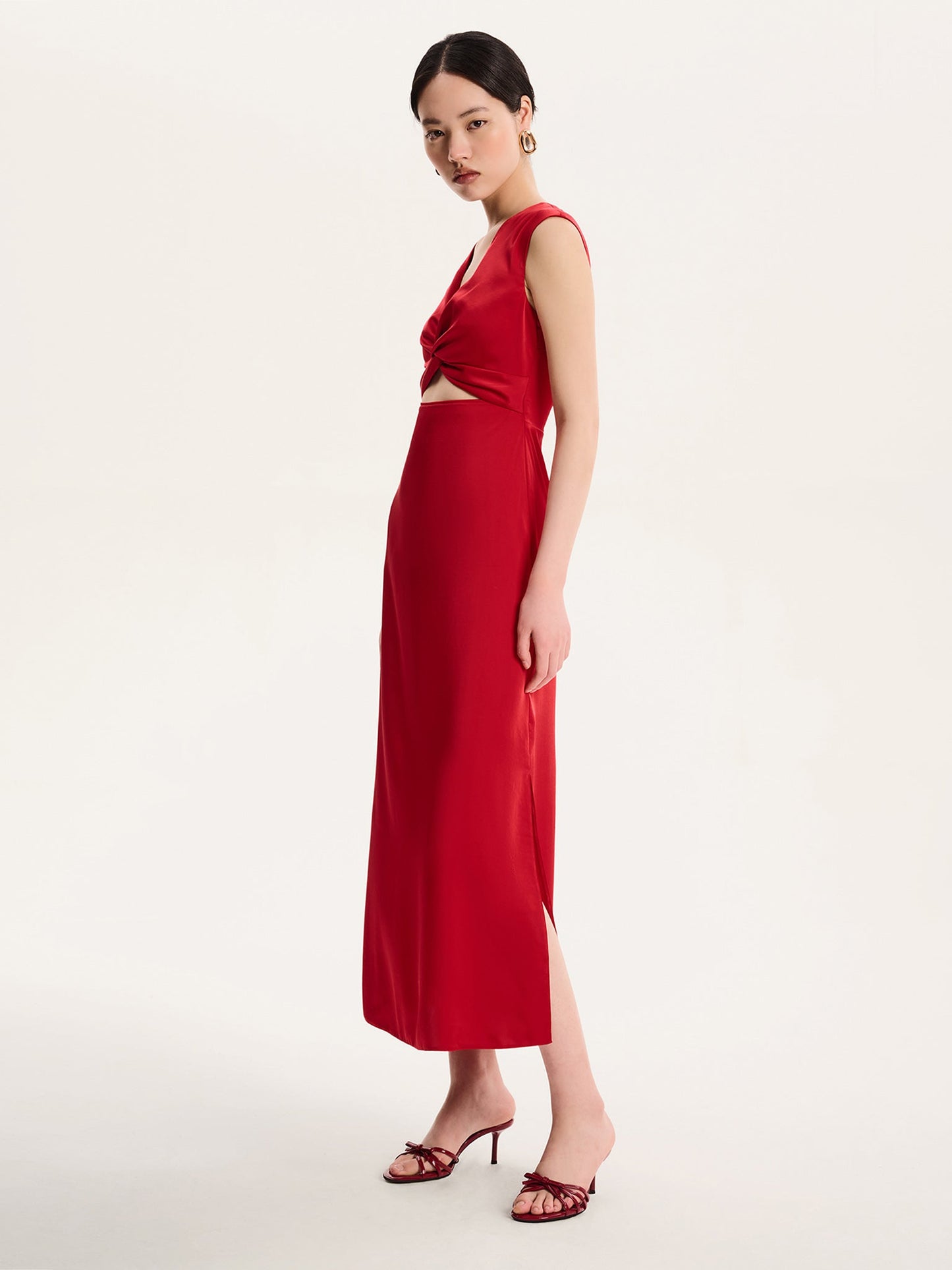 Marin Twist Satin Dress in Barbados CherryÂ 