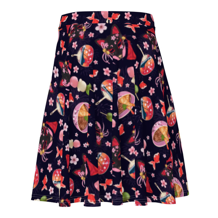Matsuri kawaii skater skirt with hanami dango and sakura petals