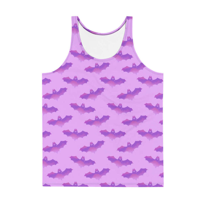 Aensland gothic men's tank top in pink with watercolor bats and crescent moons