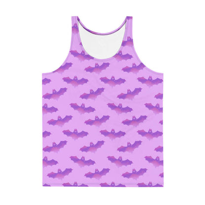 Aensland gothic men's tank top in pink with watercolor bats and crescent moons