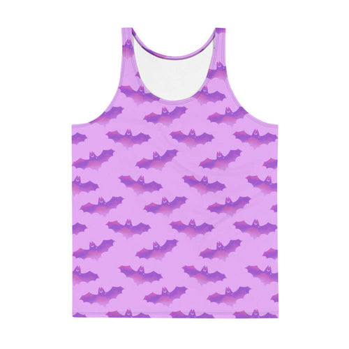 Aensland gothic men's tank top in pink with watercolor bats and crescent moons