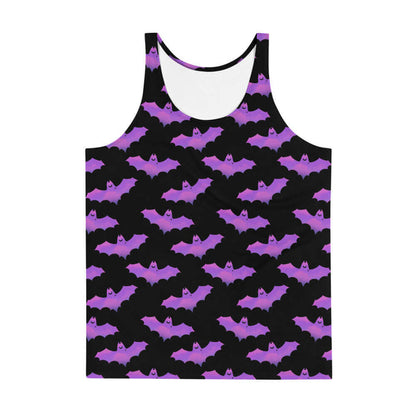 Aensland alternative men's tank top in pink with painterly bats and tiny crescent moons