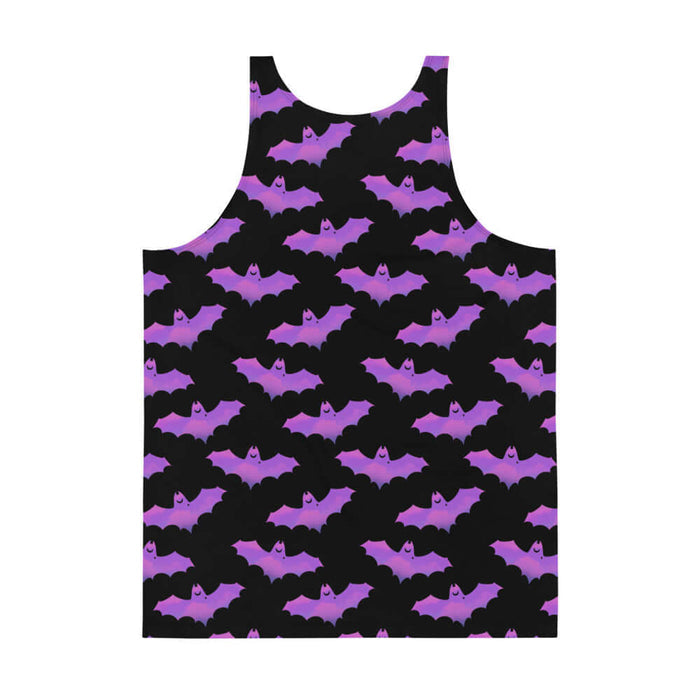 Aensland gothic men's tank top in pink with dusky bats and soft clouds