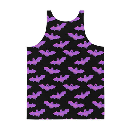 Aensland gothic men's tank top in pink with dusky bats and soft clouds