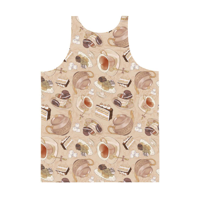 Latte kawaii Men's Café tank with heart-shaped teacups and sugar cubes