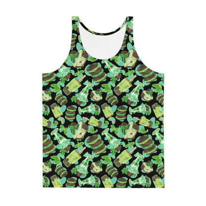 Choco Mint kawaii men's tank top in mint with chocolate-dipped popsicles and fresh mint leaves