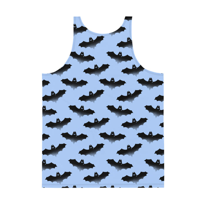 Lilith alternative men's tank top in blue with bats and crescent moons