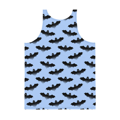 Lilith alternative men's tank top in blue with bats and crescent moons