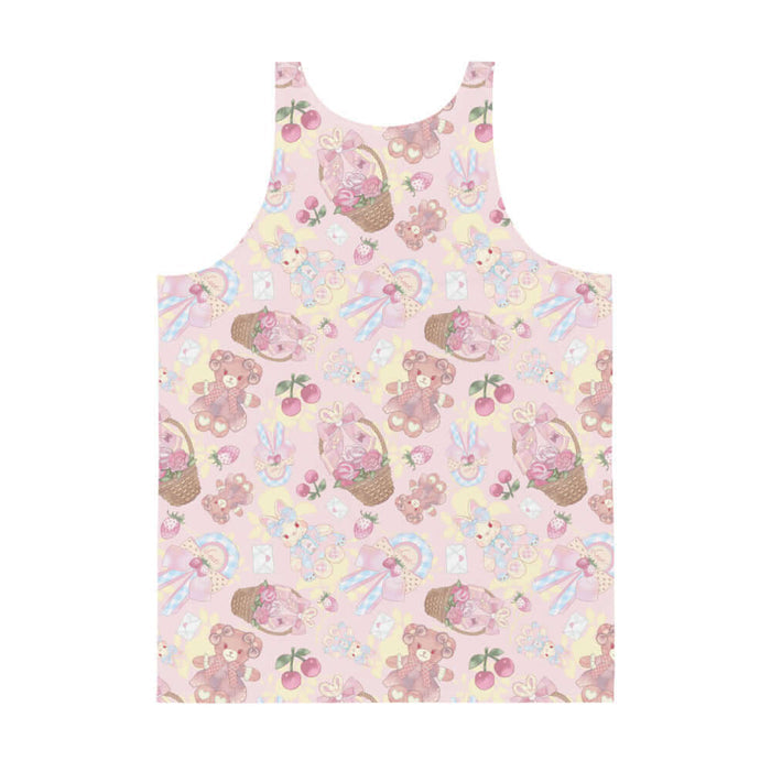 Sweet Teddy kawaii men's tank top in pastel with love letters and pastel hearts