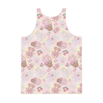 Sweet Teddy kawaii men's tank top in pastel with love letters and pastel hearts