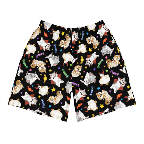 Trick or Treaters alternative men's athletic shorts with devil-horned ducks and gold stars