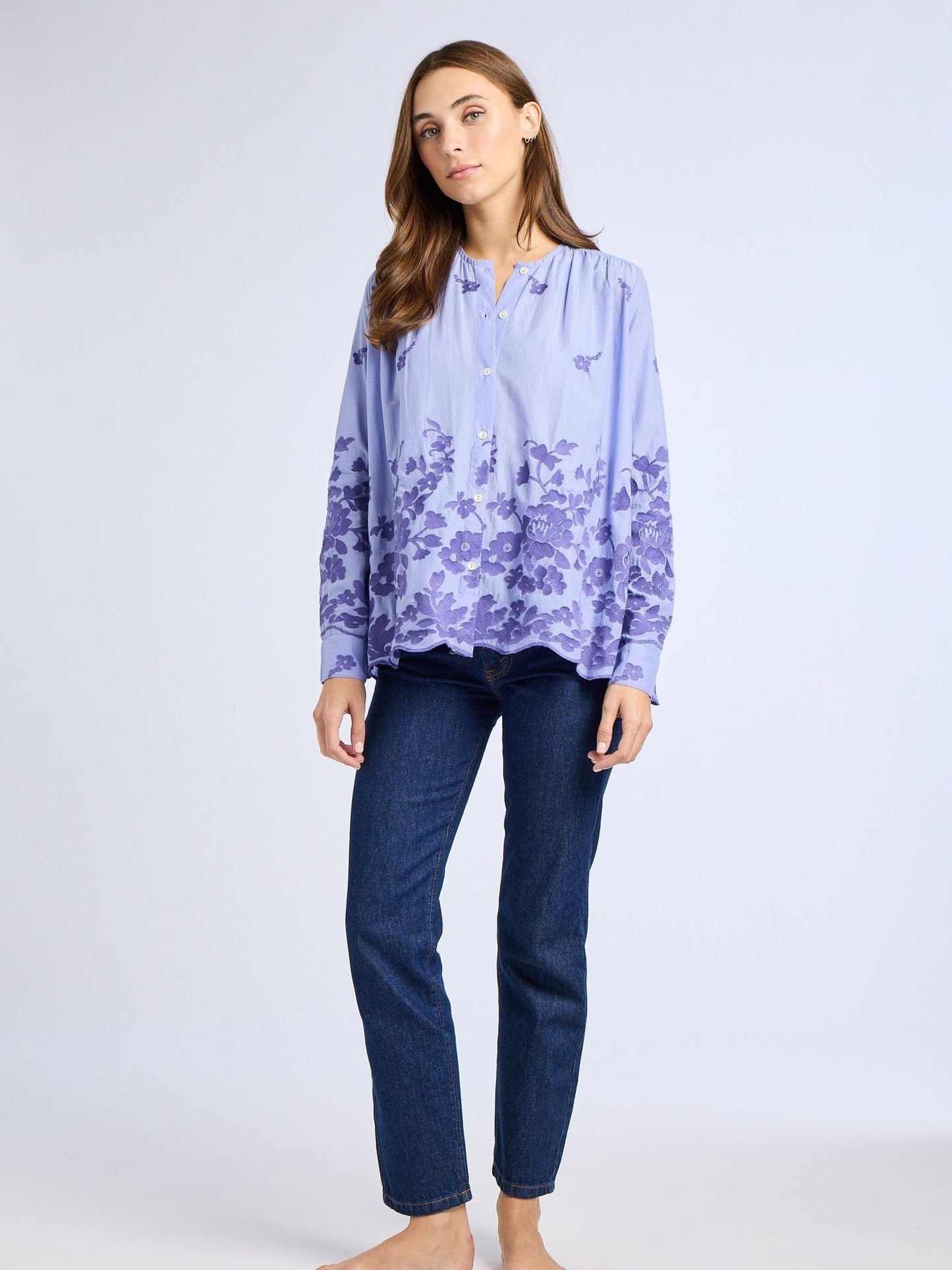 Florian Top in Periwinkle Embroidery