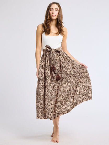 Françoise Skirt in Cocoa Floral