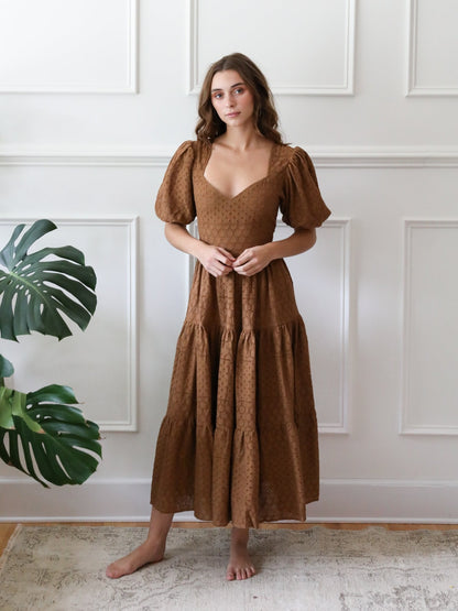Maja Dress in Caramel Eyelet