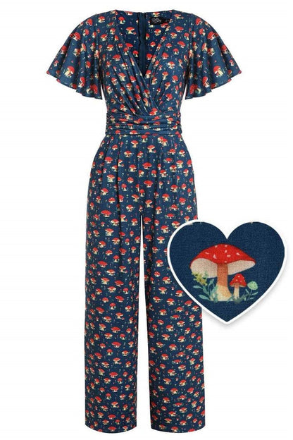 Esther Mushroom Navy Blue Jumpsuit