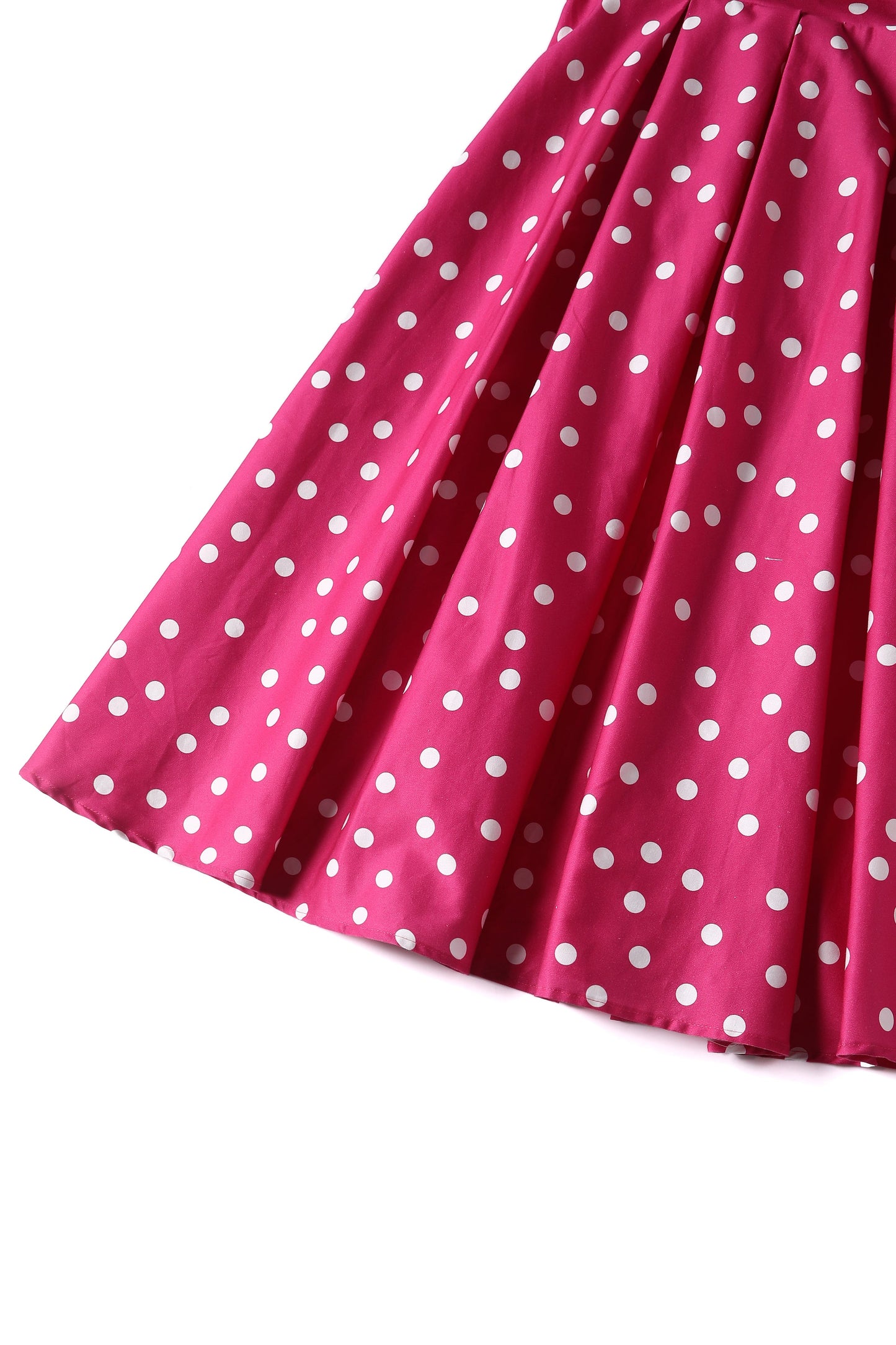 Lily Off-Shoulder Polka Dot Evening Dress in Hot Pink/White