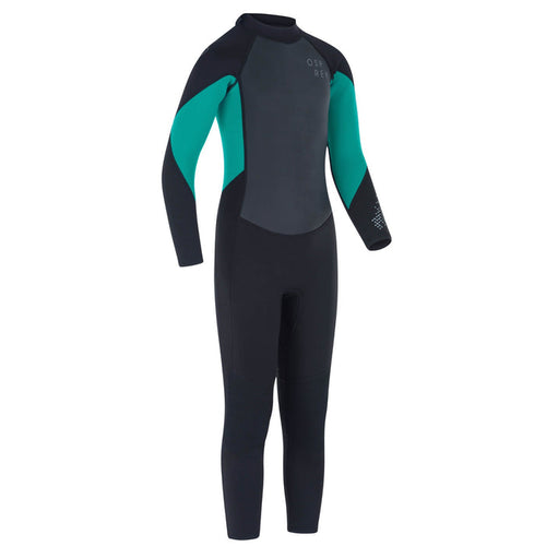Girls Black and Teal Long Wetsuit 3mm