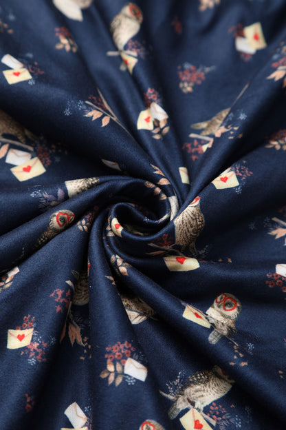 Matilda Oxford Blue Owl Wrap Dress