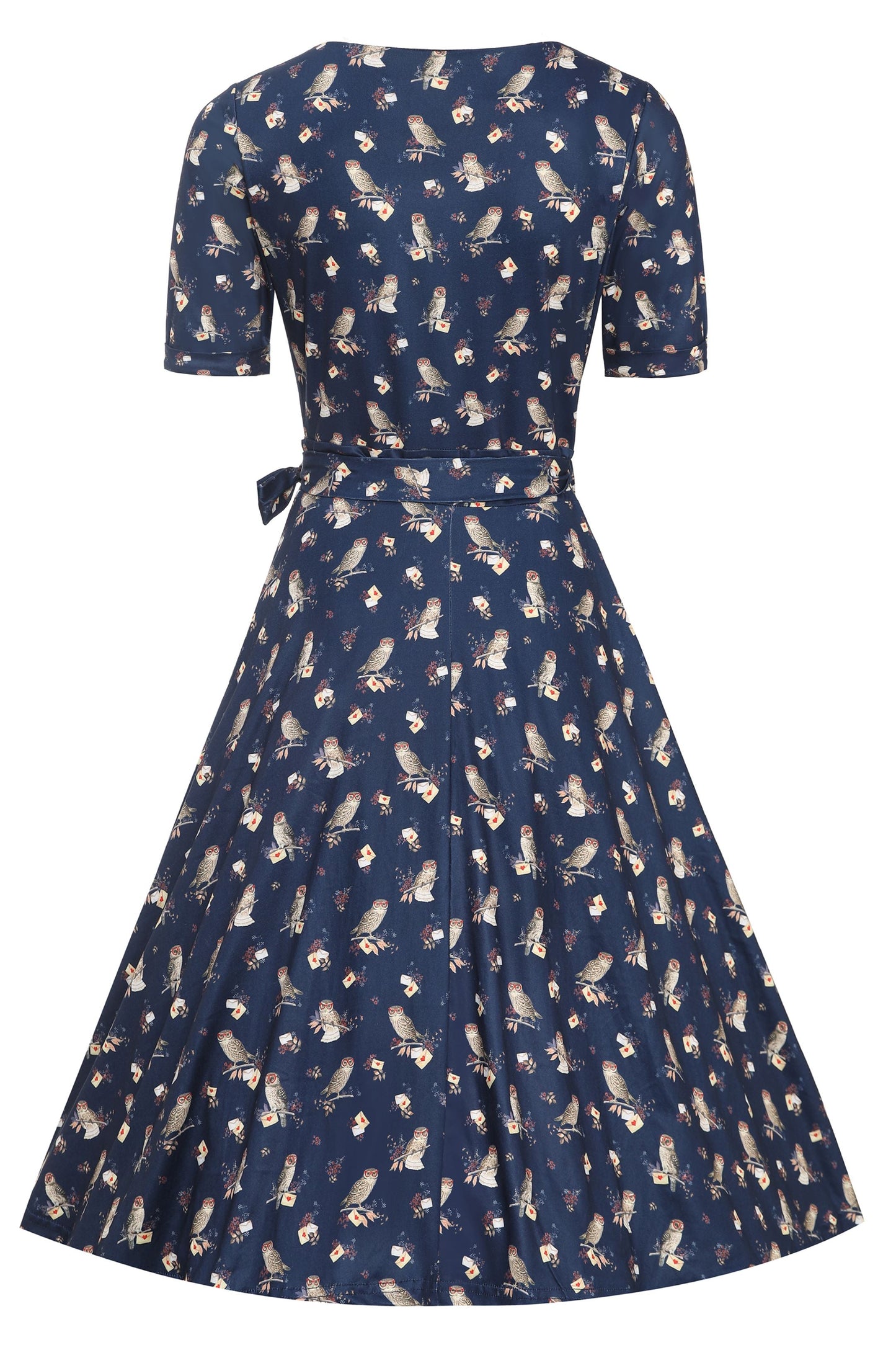 Matilda Oxford Blue Owl Wrap Dress