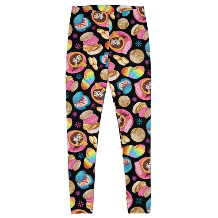 Pan Dulce kawaii leggings in yellow with golden orejas and sprinkle galletas