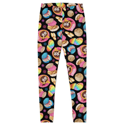 Pan Dulce kawaii leggings in yellow with golden orejas and sprinkle galletas