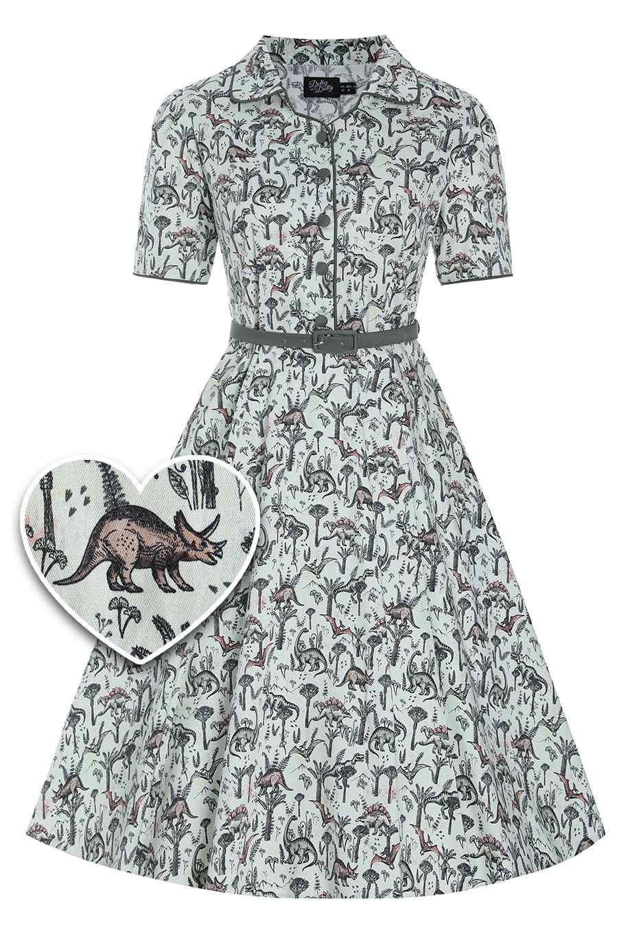Penelope Dinosaur Forest Shirt Dress