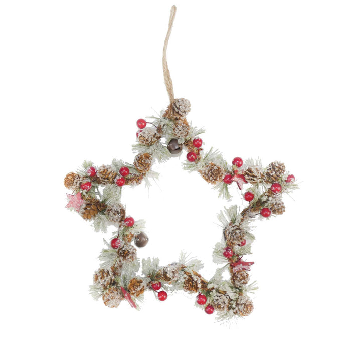 Pine Cone and Berry Frosted Star 23cm