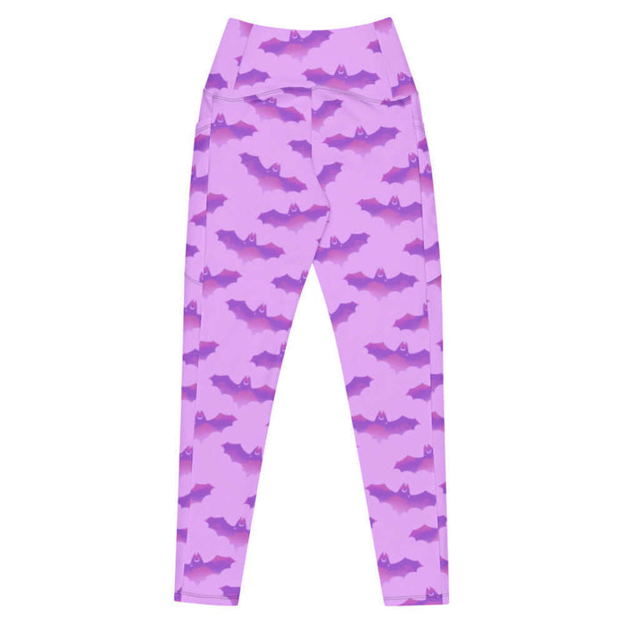 Aensland pastel-goth leggings in pink with bat print and pastel clouds
