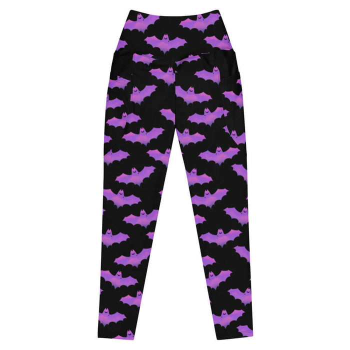 Aensland gothic leggings in pink with dusky bats and soft clouds