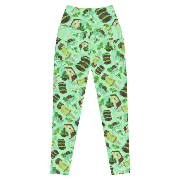 Choco Mint kawaii premium leggings in mint with mint popsicles and mint-cream cookies