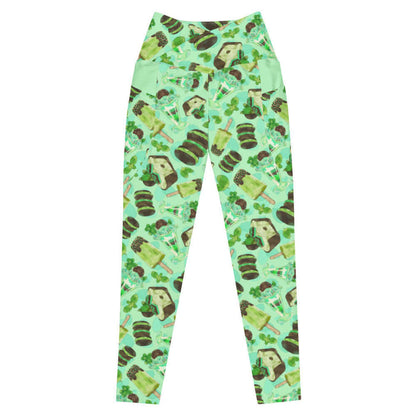 Choco Mint kawaii premium leggings in mint with chocolate-dipped popsicles and fresh mint leaves