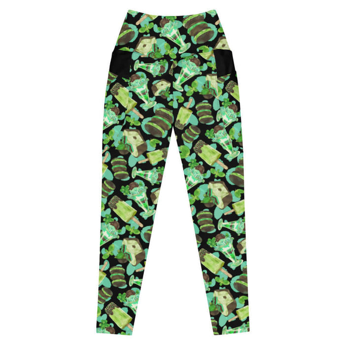 Choco Mint kawaii premium leggings in mint with mint-cream sandwich cookies and mint parfaits