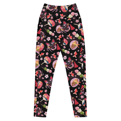 Premium Matsuri kawaii leggings with goldfish and uchiwa fans