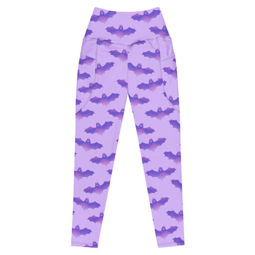 Morrigan gothic leggings in lavender with watercolor bats and crescent moons