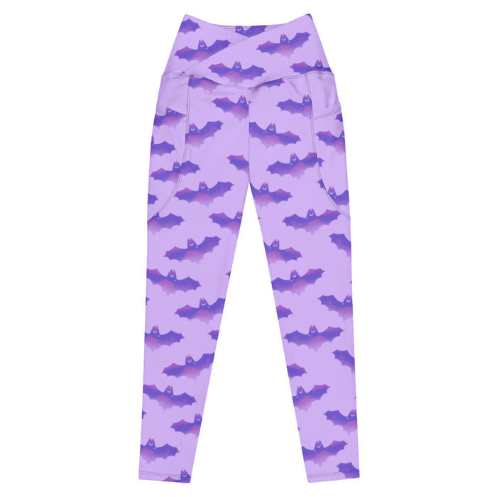 Morrigan alternative leggings in lavender with painterly bats and tiny crescent moons