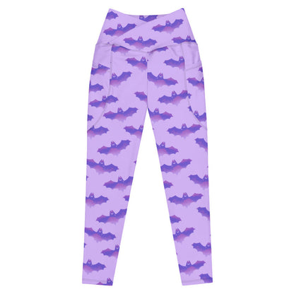 Morrigan alternative leggings in lavender with painterly bats and tiny crescent moons