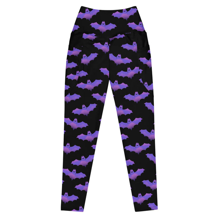 Morrigan gothic leggings in lavender with dusky bats and soft clouds