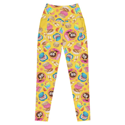 Pan Dulce kawaii premium leggings in yellow with sprinkle galletas and pink conchas