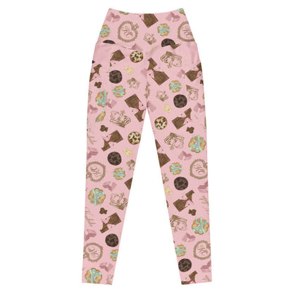 Royal Cookie kawaii premium leggings in strawberry pink with gilded monogram crests and pink bows