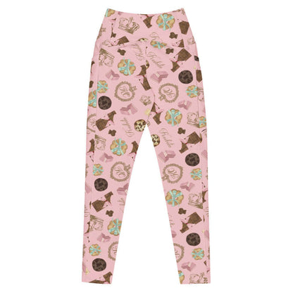Royal Cookie kawaii premium leggings in strawberry pink with chocolate-chip cookies and strawberry wafers