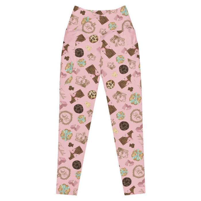 Royal Cookie kawaii premium leggings in vanilla cream with ribbon-tied cookies and cocoa truffles