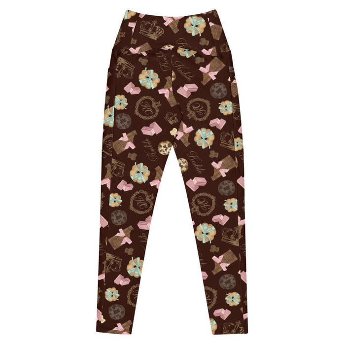 Royal Cookie kawaii premium leggings in vanilla cream with vanilla bear cookies and gold crowns