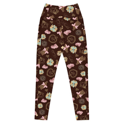 Royal Cookie kawaii premium leggings in vanilla cream with vanilla bear cookies and gold crowns