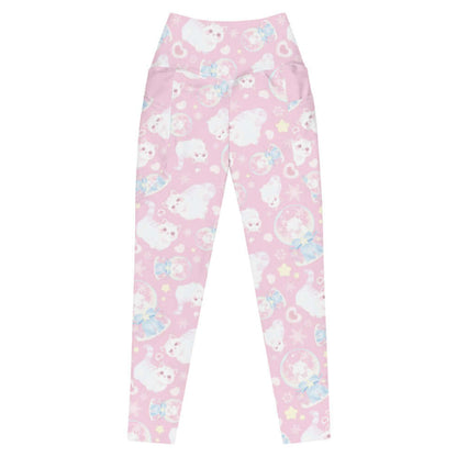 Snow Kitten kawaii premium leggings with fluffy white kittens and snow globes